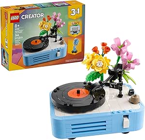 Retro Record Player with Flowers - 31172